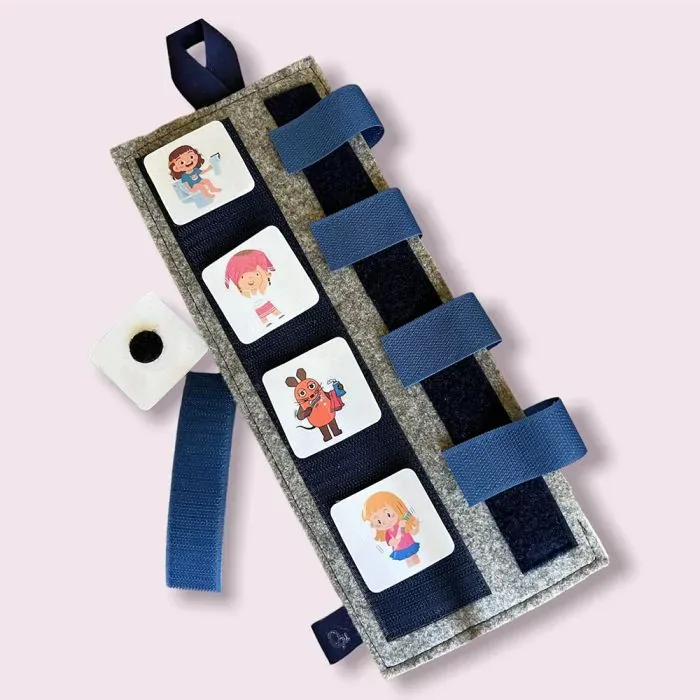 Interaktive Kinder-Checkliste mit bunten Aufgabenkärtchen